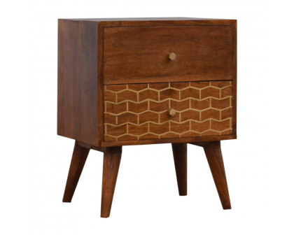 Artisan - Pattern Nightstand with 2 Drawer in Gold