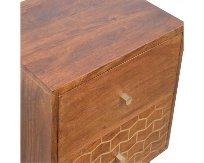 Artisan - Pattern Nightstand with 2 Drawer in Gold