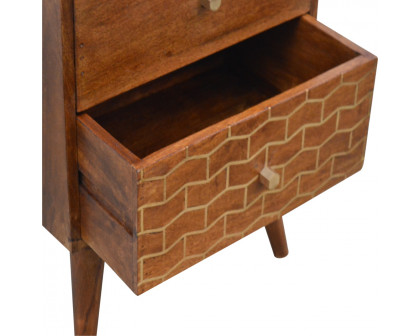 Artisan - Pattern Nightstand with 2 Drawer in Gold