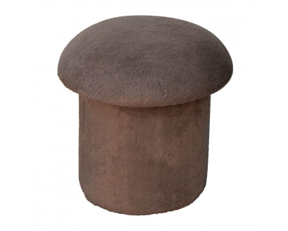 Artisan Mushroom Footstool - Mocha, Faux Fur