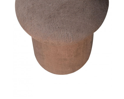 Artisan Mushroom Footstool - Mocha, Faux Fur