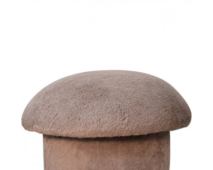 Artisan Mushroom Footstool - Mocha, Faux Fur