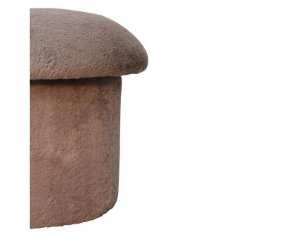 Artisan Mushroom Footstool - Mocha, Faux Fur