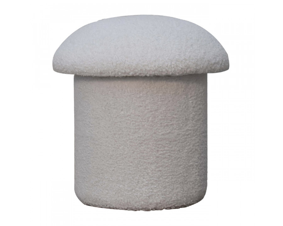 Artisan Mushroom Footstool - White, Boucle