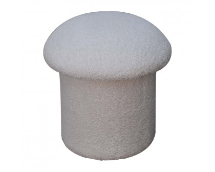 Artisan Mushroom Footstool - White, Boucle