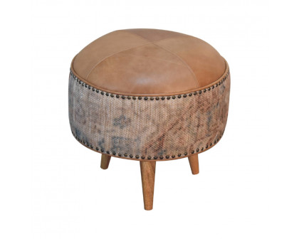 Artisan Haven Durrie Round Footstool