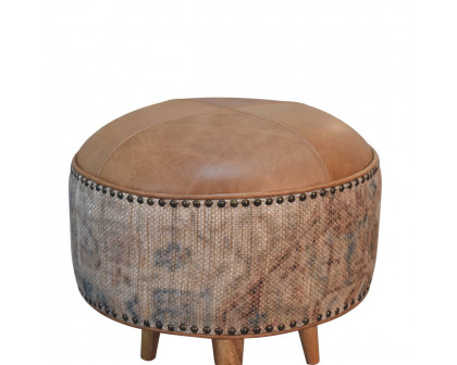 Artisan Haven Durrie Round Footstool