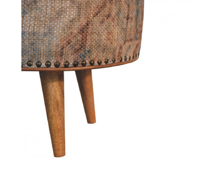 Artisan Haven Durrie Round Footstool