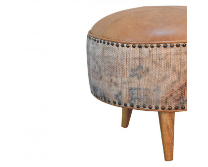 Artisan Haven Durrie Round Footstool