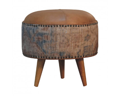 Artisan Haven Durrie Round Footstool