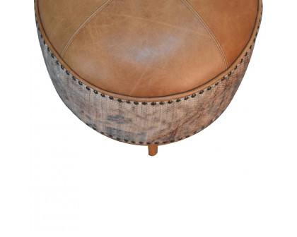 Artisan Haven Durrie Round Footstool