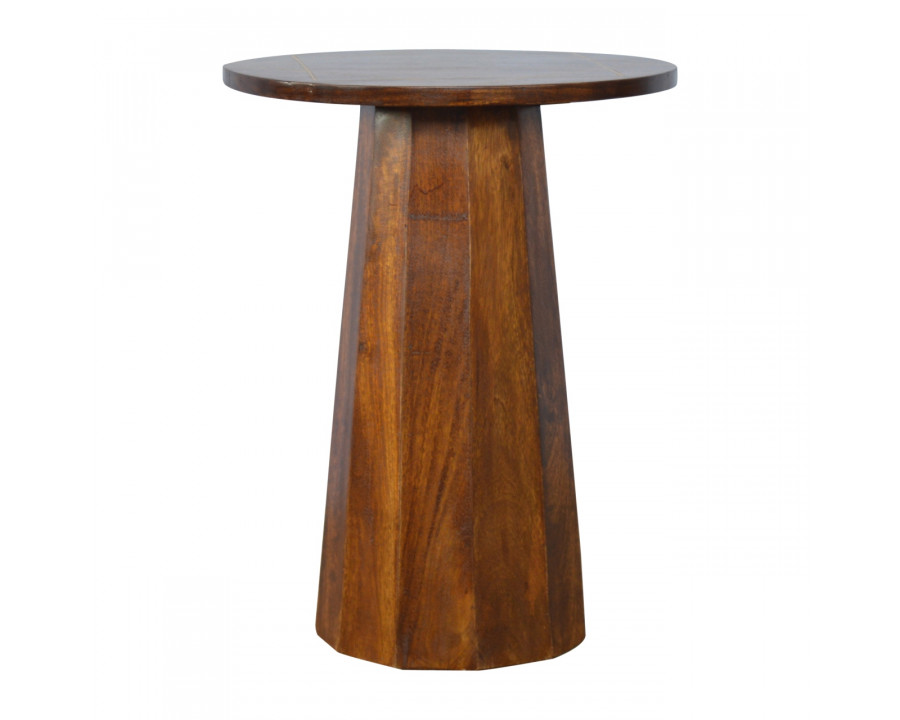 Artisan - Geometric Inlay End Table in Chestnut, Brass