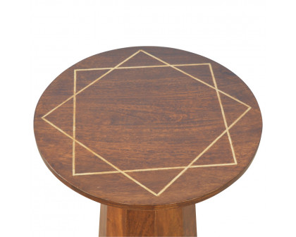 Artisan - Geometric Inlay End Table in Chestnut, Brass