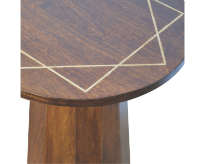 Artisan - Geometric Inlay End Table in Chestnut, Brass