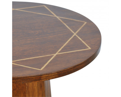 Artisan - Geometric Inlay End Table in Chestnut, Brass