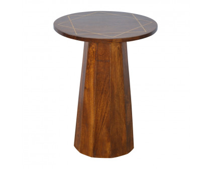 Artisan - Geometric Inlay End Table in Chestnut, Brass