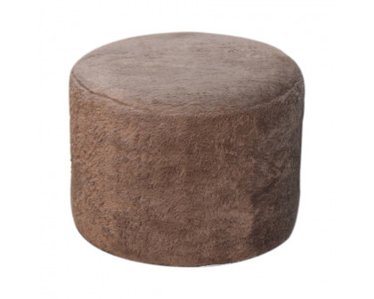 Artisan - Round Footstool in Mocha, Faux Fur