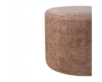 Artisan - Round Footstool in Mocha, Faux Fur