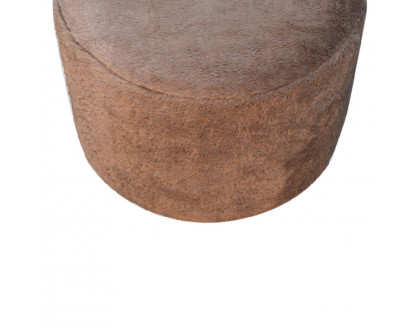 Artisan - Round Footstool in Mocha, Faux Fur