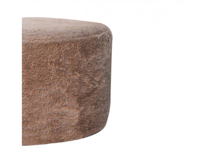 Artisan - Round Footstool in Mocha, Faux Fur