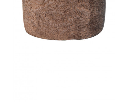 Artisan - Round Footstool in Mocha, Faux Fur