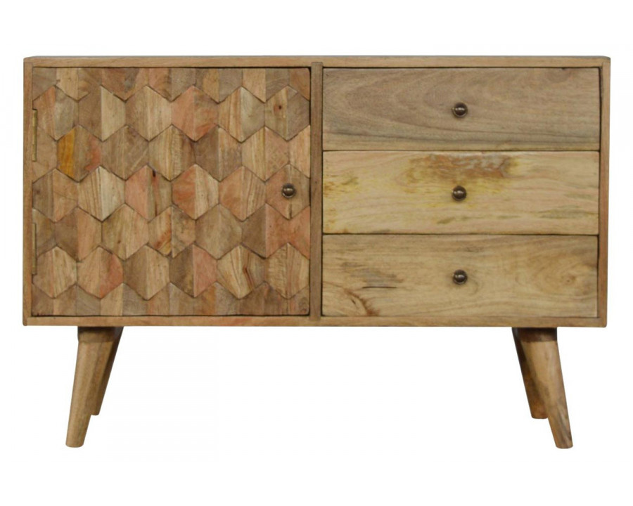 Artisan Pineapple Carved Sideboard - Oak-ish