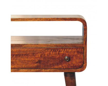 Artisan - Nordic Style Console Table with One Drawer & One Open Slot in Chestnut