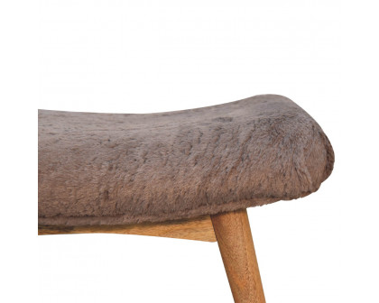 Artisan - Curved Bench in Mocha, Faux Fur