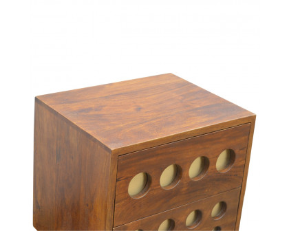 Artisan - Cut-Out Nightstand with 2 Drawers in Chestnut, Brass