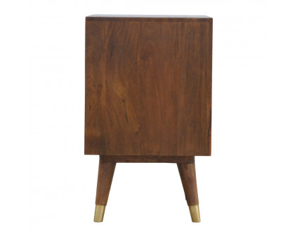 Artisan - Cut-Out Nightstand with 2 Drawers in Chestnut, Brass