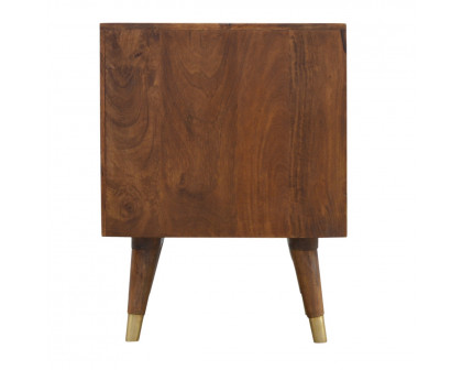 Artisan - Cut-Out Nightstand with 2 Drawers in Chestnut, Brass