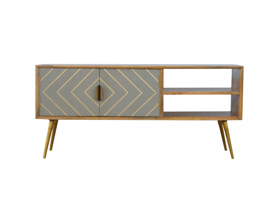 Artisan - Inlay Media Unit in Sleek Cement/Brass