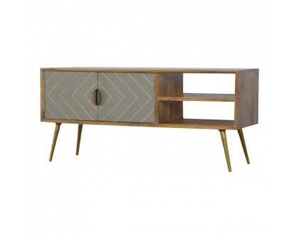 Artisan - Inlay Media Unit in Sleek Cement/Brass