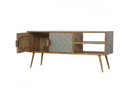 Artisan - Inlay Media Unit in Sleek Cement/Brass