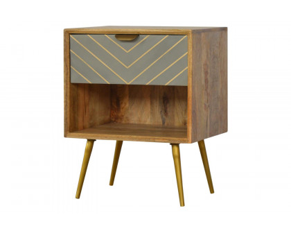 Artisan - Inlay Nightstand with Open Slot in Sleek Cement Brass