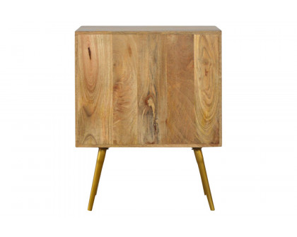 Artisan - Inlay Nightstand with Open Slot in Sleek Cement Brass