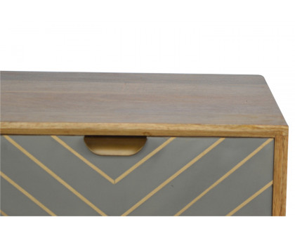 Artisan - Inlay Nightstand with Open Slot in Sleek Cement Brass