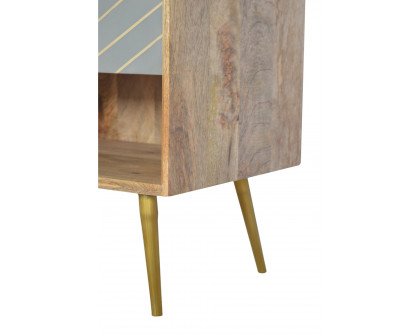 Artisan - Inlay Nightstand with Open Slot in Sleek Cement Brass