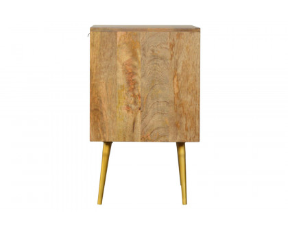 Artisan - Inlay Nightstand with Open Slot in Sleek Cement Brass