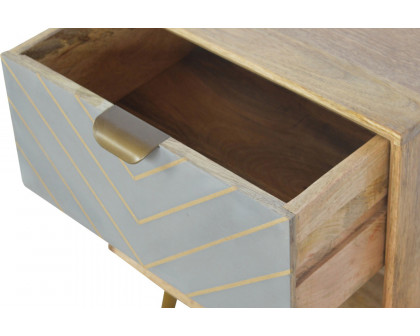 Artisan - Inlay Nightstand with Open Slot in Sleek Cement Brass