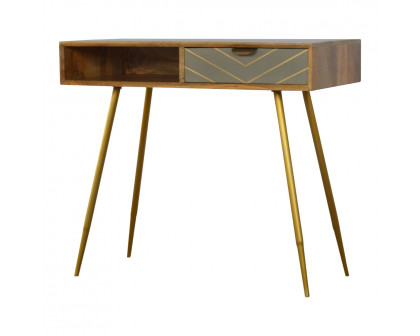 Artisan - Writing Desk in Cement/Brass