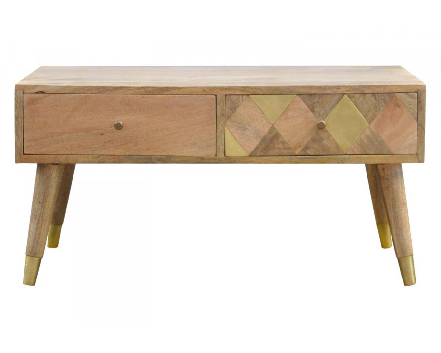 Artisan - Oak-ish Brass Inlay Coffee Table