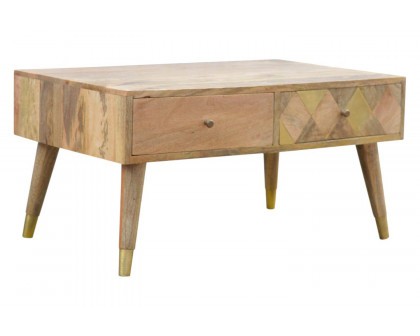 Artisan - Oak-ish Brass Inlay Coffee Table