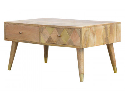 Artisan - Oak-ish Brass Inlay Coffee Table