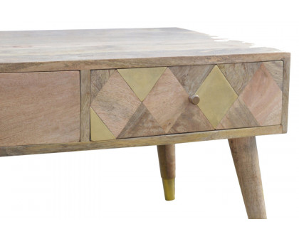 Artisan - Oak-ish Brass Inlay Coffee Table