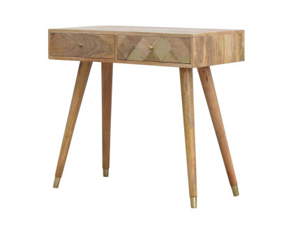 Artisan - Oak-ish Gold Brass Inlay Console Table