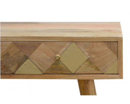 Artisan - Oak-ish Gold Brass Inlay Console Table