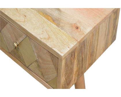 Artisan - Oak-ish Gold Brass Inlay Console Table