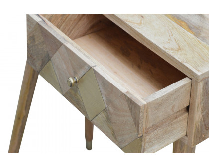 Artisan - Oak-ish Gold Brass Inlay Console Table