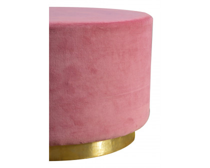 Artisan Footstool with Base - Dusty Pink, Gold, Velvet